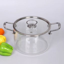 Кастрюля из боросиликатного стекла 3,5л "Хай-Тек" с металлическими ручками