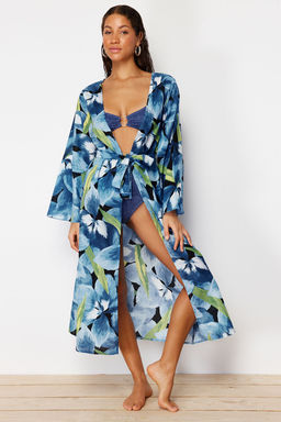 Plaj Giyim Cicek Desenli Kusakl? Maxi Dokuma %100 Pamuklu Kimono&Kaftan TBESS24KM00014 - Trendyolmilla фото 3