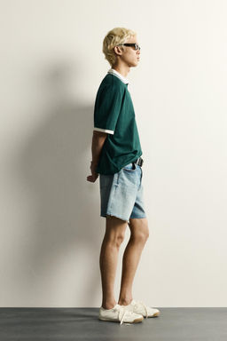 POLO RELAXED FIT  ESTRUCTURA TEXTO BORDADO / Botella - Zara фото 4