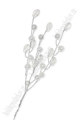 Веточка декоративная 19 см (3 шт) SF-7796, серебро/белый №1