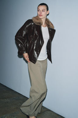 SHINY FAUX FUR COLLAR JACKET ZW COLLECTION - Zara фото 4