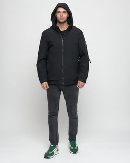 Куртка спортивная мужская на резинке большого размера черного цвета 88657Ch - Wonderrman фото 6