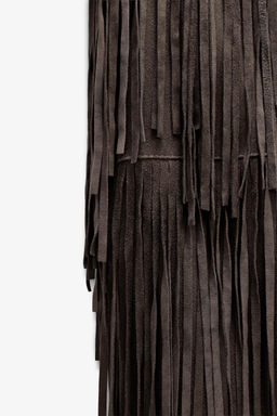 LIMITED EDITION SUEDE LEATHER FRINGED DRESS - Zara фото 7