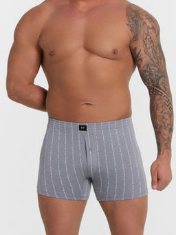 Цена за 2 штуки! Трусы шорты мужские серые в полоску текст полоска на сизом 411152