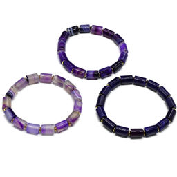 Браслет из агата тонированного цилиндр 8*12мм цв.фиолетовый, 18см