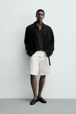 SOBRECAMISA  REGULAR FIT 100% LINO / Negro