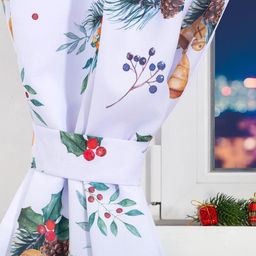 Комплект штор д/кухни с подхватами Christmas wreaths 145х180см-2 шт., габардин - Этель фото 2