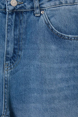 Premium Koyu Mavi %100 Pamuk Y_ksek Bel Ekstra Wide Leg Jeans TWOAW27JE00074 - Trendyolmilla фото 2