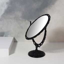 Зеркало декоративное, с увеличением х2, двустороннее, 16.5×25.5 см, (11×15.5 см), чёрное