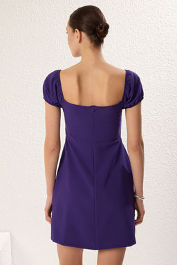 TRENDYOLMILLA Beyaz Duz Bodycone Krep Mini Dokuma Elbise TWOSS24EL00874  фото 5