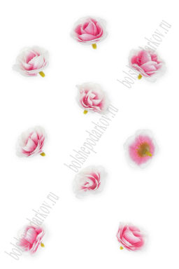 Головки цветов "Роза" 3,5 см (20 шт) SF-7874, розовый/белый