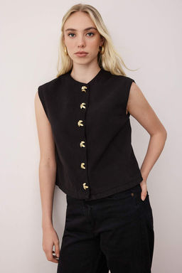 Wardrobe Essentials Siyah Fitted Yelek TWOAW26YE00013