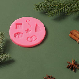 Молд для заливки Новогодние атрибуты, силикон, 10?10?1 см, розовый