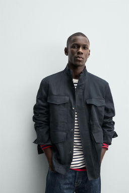 CAZADORA BOLSILLOS 100% LINO / Marino - Zara фото 5