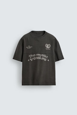 CAMISETA LAVADA ESTAMPADOS / Gris antracita - Zara фото 7