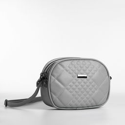 Сумка женская кросс-боди на молнии, 19×7×15 см, в клетку, серая