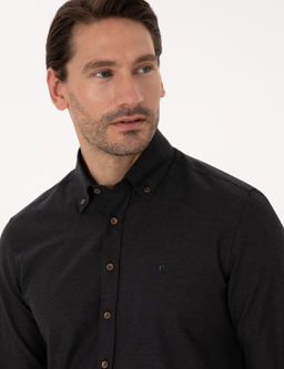 Siyah Slim Fit %100 Pamuk Yakas_ D__meli Flanel G_mlek - Cacharel фото 2