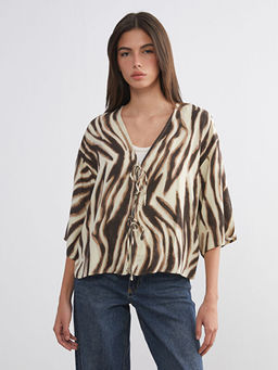 Leopar Desenli Oversize Kad?n Kimono