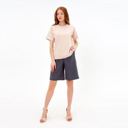 Футболка женская MINAKU REGULAR FIT, бежевая, размер 52