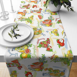 Скатерть-дорожка на стол 145х50см "Лимонад", хлопок "Комфорт" 171г/м2, упаковка классическая 28х41см, "Домашняя мода" (Россия)
