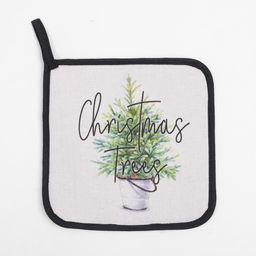 Цена за 2 шт. Прихватка Christmas trees 19×19 см, саржа, 100% хлопок, ватин 250 г/м²