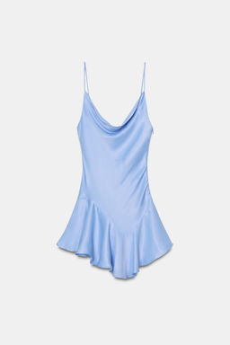 SHORT SATIN DRESS WITH ASYMMETRIC HEM - Zara фото 5