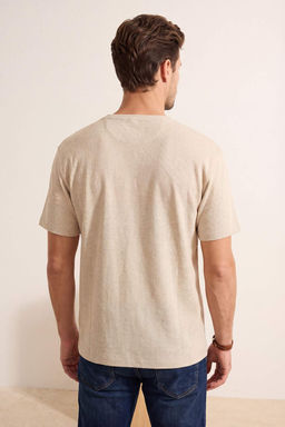 Bej Regular/Normal Kesim Dugmeli Dokulu Kaskorse T-Shirt TMNSS26TS00036 - Trendyolmilla фото 6
