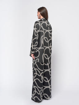 Блуза черного цвета в пижамном стиле с принтом - 1001dress фото 4