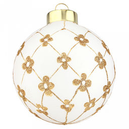 Елочная игрушка шар стеклянная д9,5см, белый металлик, ручная художественная роспись, подарочная упаковка (Россия) - Домашняя мода фото 3