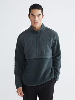 Dik Yaka Uzun Kollu Polar Erkek Sweatshirt