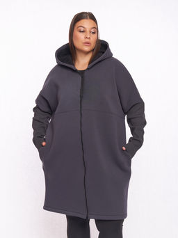 Толстовка длинная на молнии PL10261GRY22 - Артесса фото 6