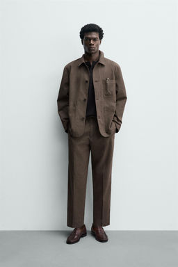PANTAL?N RELAXED FIT TRAJE PATA DE GALLO / Marr?n