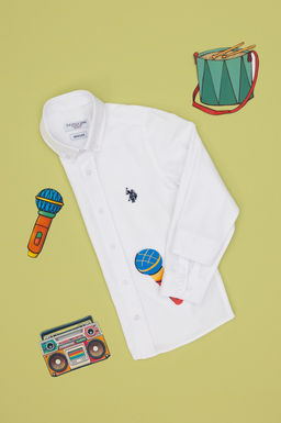 Erkek _ocuk Beyaz Uzun Kollu Basic G_mlek Sepette S_rpriz _ndirim