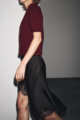 100% WOOL KNIT SWEATER SHORT SLEEVE - Zara фото 4