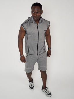 Спортивный костюм летний мужской серого цвета 22610Sr