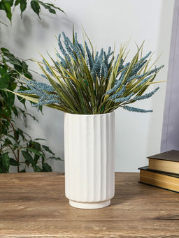 Ваза для цветов «Абиджил», линии, h=21, d=11 см, керамика, белая