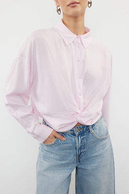 Pembe Dugum Detayl? Crop Dokuma Bluz TWOSS23BZ00442 - Trendyolmilla фото 3