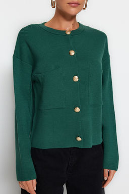 Yesil Dugme Detayl? Ceket Gorunumlu Triko H?rka TWOAW24HI00023