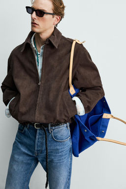 CAZADORA REGULAR FIT PIEL ANTE AARON LEVINE X ZARA / Marr?n  фото 6