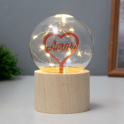 Фигурка светящаяся RISALUX Сердечко, LED-ночник, 3?AG10, шар-8 см, 6.5?6.5?11.5 см