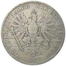 1 союзный талер 1867 года A Германские государства  Пруссия