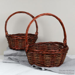 Корзина плетеная 2 штуки темно коричневые большая и средняя / S/2 22-42 /уп 28/ круглая - ГалеонТрейд фото 3
