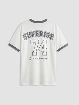 Bisiklet Yaka Bask?l? Erkek ?ocuk Ti??rt