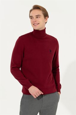 Мужской бордовый красный трикотажный свитер Basic - U.s. polo assn фото 2