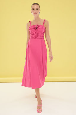 Lacivert Duz A Kesim Fiyonk Detayl? Maxi Dokuma Elbise TWOSS25EL00144 - Trendyolmilla фото 7