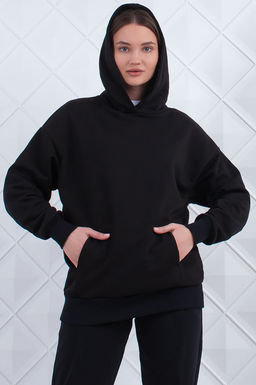 Арт. 15101 Худи женское оверсайз 44-52 (5 шт) Цвет:черный