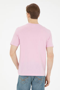 Erkek Regular Fit Bisiklet Yaka Pembe Basic Ti__rt