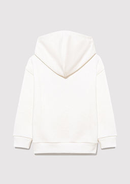 New York Bask?l? Kapusonlu Beyaz Sweatshirt - Mavi фото 3