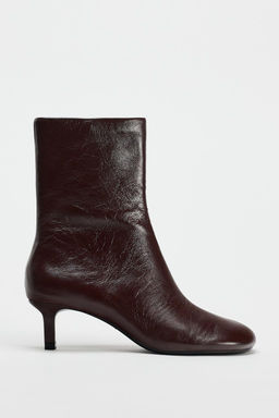 LEATHER ANKLE BOOTS WITH KITTEN HEEL - Zara фото 2
