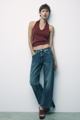 KNIT OPEN BACK TOP WITH HEART APPLIQUE